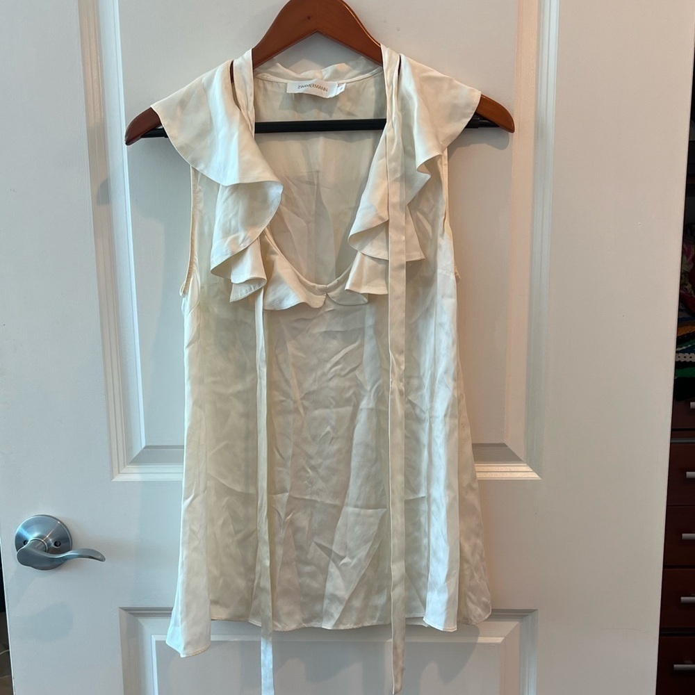 Zimmermann Cream Ruffle Blouse